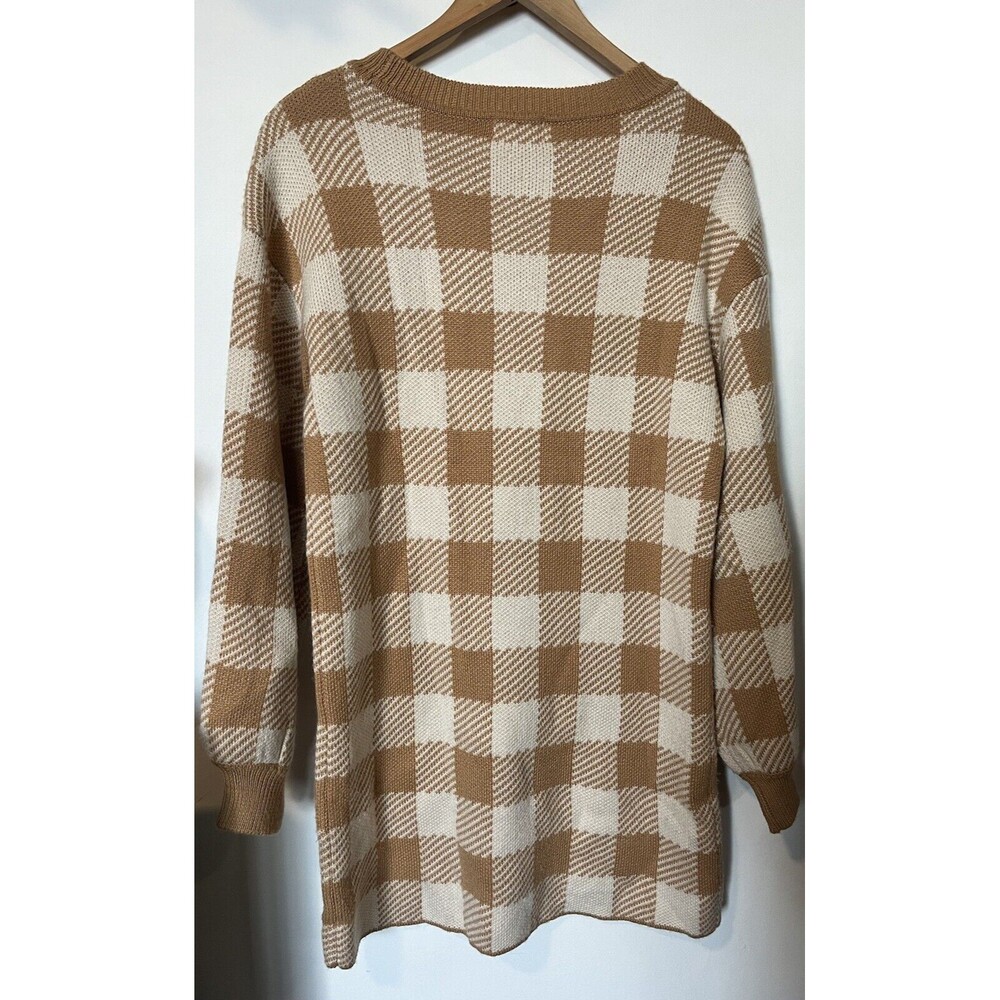 LPA Tan Floyd Checkered Sweater Mini Dress Size XS - Picture 7 of 11